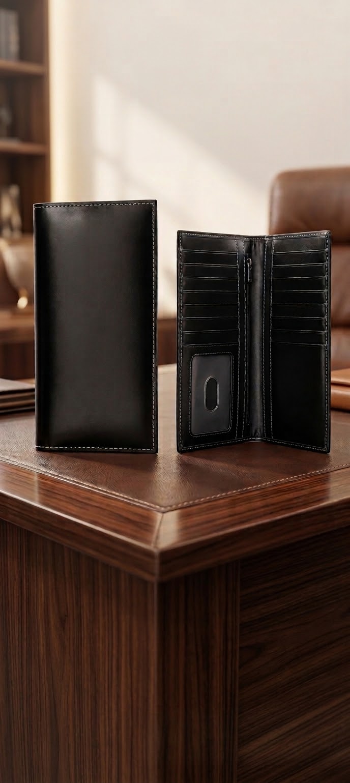 TI Signature Tall Black Wallet